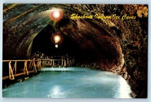 1960 Shoshone Idaho Postcard Main Room Ice Caves Lava Tubes Ice Floor Interior