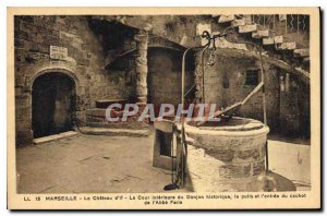 Old Postcard Chateau d'If Marseille on the courtyard of the historic Dungeon ...