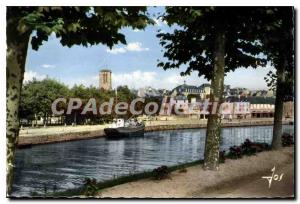 Modern Postcard Lannion docks Leguer church