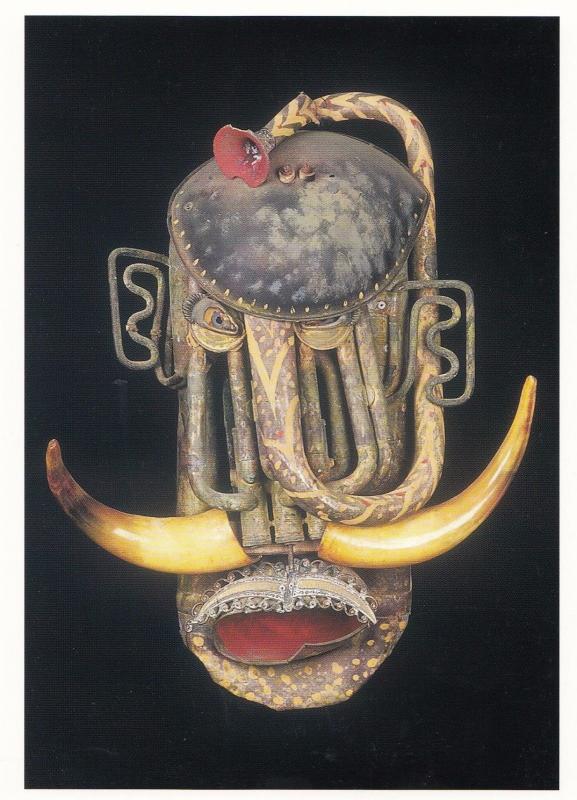 David Kemp Ganesha Primitive Art Cow Horns Africa Tribal Mask Painting Postcard