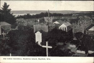 Bayfield Wisconsin WI Indian Cemetery Native Americana Madeline Island c1910 PC