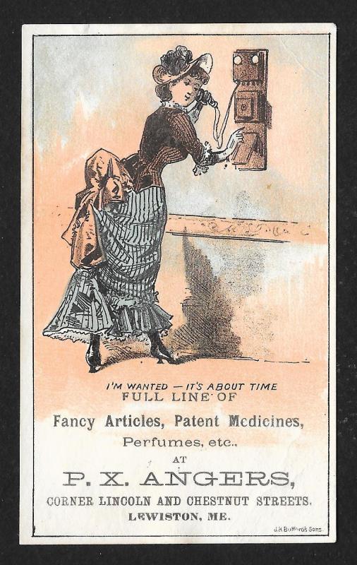 VICTORIAN TRADE CARD Angers Fancy Articles Medicines Phone