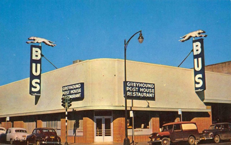 GREYHOUND BUS DEPOT Bus Station, Restaurant SANTA ROSA, CA c1950s Postcard