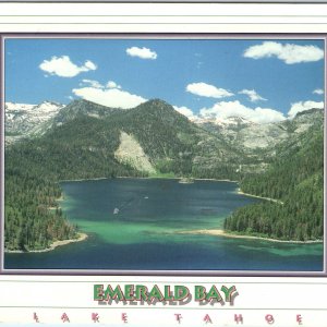 c1991 Lake Tahoe, CA Emerald Bay Park Aerial Retro Queen Lake Chrome Lg PC 8O