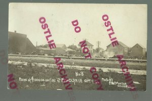 Readlyn IOWA RPPC 1912 FIRE RUINS nr Waverly Oelwein Tripoli Denver Waterloo