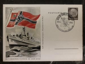 1941 Berlin Germany Patriotic Postcard cover Navy our flags is the victory