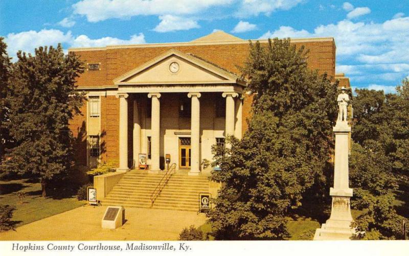 Madisonville Kentucky Hopkins Court House Confederate Vintage Postcard K80639