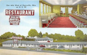 Zanesville Ohio 1940s Postcard Sho-Wi Motel and Restaurant