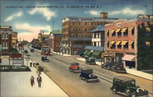 Wildwood by the Sea New Jersey NJ Trolley Street Scene Linen Vintage Postcard