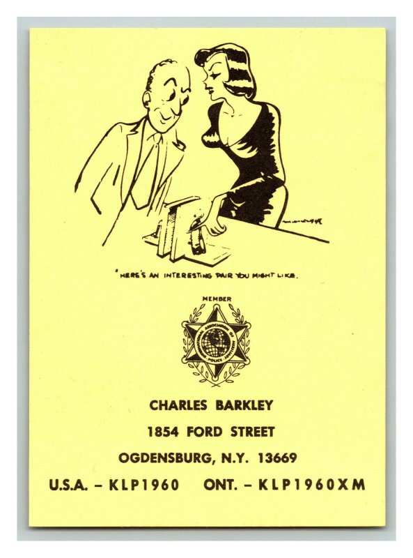 Charles Barkley Ogdensburg N. Y. Vintage Comic Business QSL Card