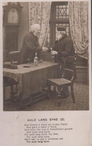 Man Drinking Bottle Of Real Ale by Grandfather Clock Antique Real Photo Postcard