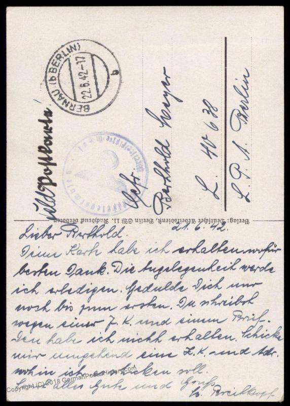 3rd Reich Germany 1944 RAD Labor Service Propaganda Card Bernau 91305