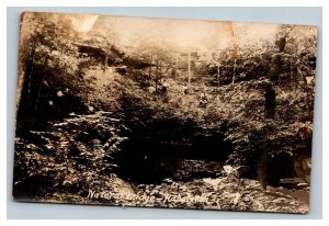 Vintage 1910's RPPC Postcard Three Men Standing on Natural Bridge