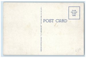 c1950's US Post Office Entrance US Flag Humboldt Tennessee TN Postcard