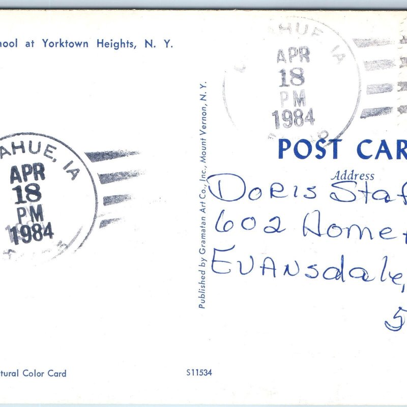 1984 Donahue, IA Post Office Cancel Postcard Town USPO Postal History A269