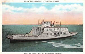 Vintage Postcard Motor Ship Sarasota St. Petersburg-Bradenton Fairy Florida FL