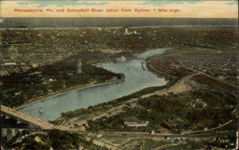 Philadelphia PA From Hot Air Balloon 1914 Used Postcard