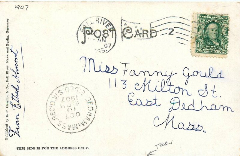 Postcard 1907 Fall River Massachusetts Textile School occupation 24-6129