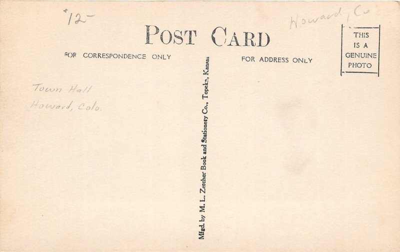 H32/ Howard Colorado RPPC Postcard c1910 Town Hall Building