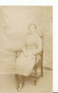 Ancestors Postcard - Real Photo of a Lady Called Annie Sat In a Chair Ref 14063A