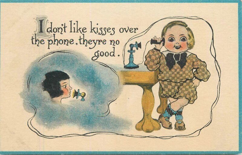 C-1910 Candlestick Telephone Romance Wall Comic Humor Postcard 22-7918