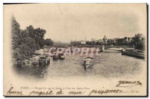 Old Postcard Paris Perspective on the Seine Bridge Saints Peres