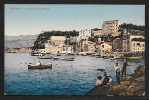 People & Row Boats in the Grand Marine Sorrento ITALY Unused c1910s