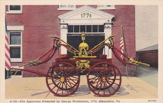 Virginia Alexandria Fire Apparatus Presented By George Washington 1774 Curteich