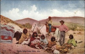 Globe AZ Apache Native American Indians Camp c1910 Postcard