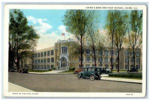 c1940s Cairo's High School Exterior Roadside Cairo Illinois IL Unposted Postcard