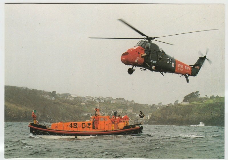 Shipping; Lizard Cadgwith Lifeboat 48-02 & Wessex Helicopter 824 PPC