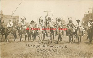 Native American Indians, RPPC, Arapahoe & Cheyenne Chiefs, Photo