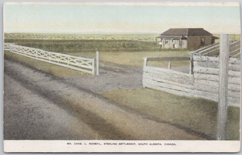 Mr Romeril Sterling Settlement South Alberta Free 160 Acre Farms Postcard H69