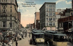 Indianapolis Indiana IN Trolley Streetcar c1910 Vintage Postcard