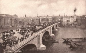 Vintage Postcard London Bridge By John Rennie French Cannon Lamp Posts England