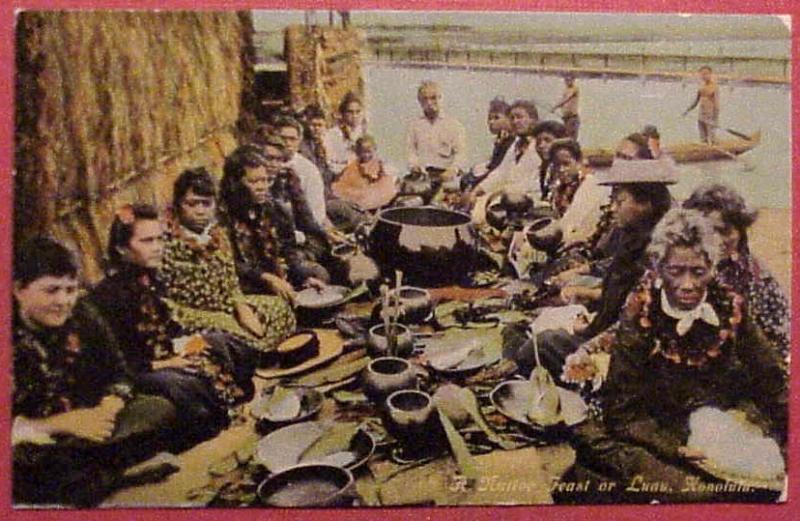 1910's Native Feast or Luau Moanalua Hawaii HSSC 30 United States