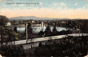 Lynchburg Virginia birds eye view College Hill Reservoir antique pc Z16361