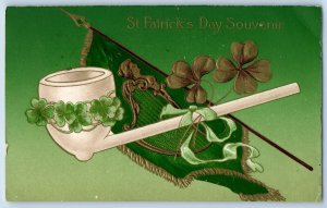 Easton Pennsylvania PA Postcard St. Patrick's Day Shamrock Pipe Embossed 1910