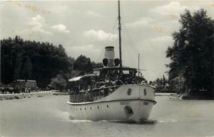 Tourists Szigliget pleasure ship Siofok Hungary 1960s real photo postcard