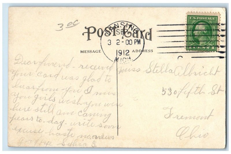 1912 Main Building Industrial School Boys Exterior Lansing Michigan MI Postcard 