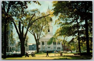 Vtg Springfield MA Court Square & First Congregational Church View Postcard