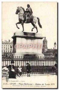 Postcard Old Lyon Bellecour Square Statue of Louis XIV