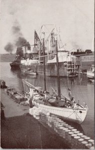 Saint John NB Market Slip Boats Ships New Brunswick Climo Litho Postcard H32