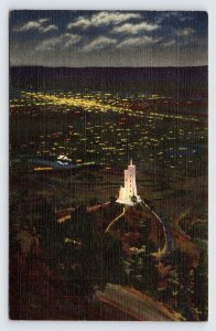 Will Rogers Shrine of the Sun at Night, Colorado Springs Linen Postcard c1942 P2