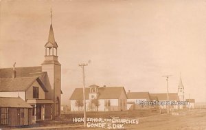 High School and Churches - Conde, South Dakota