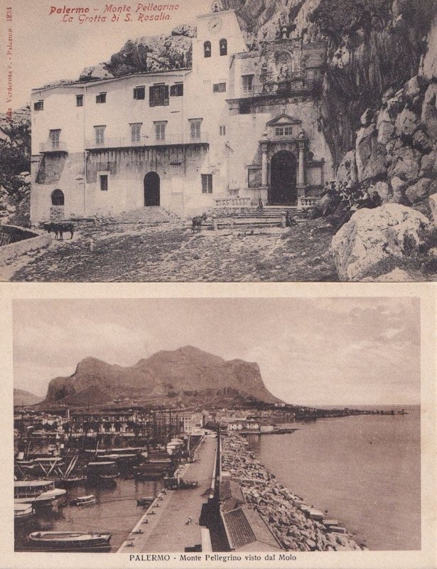 Palermo Monte Pellegrino 2x Antique Italian Postcard s