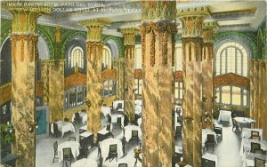 C-1910 El Paso Hotel Million Dollar Main Dining Room Interior Postcard 21-2130