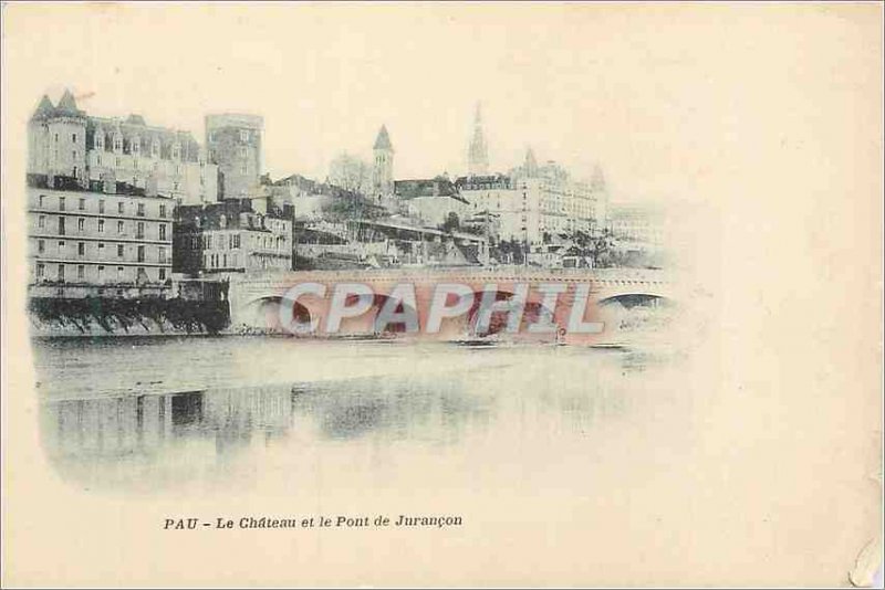 Old Postcard Pau The Castle and the Bridge of Jurancon (map 1900)