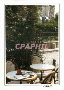 Modern Postcard Paris View Rosette of Notre Dame from the terrace of a Cafe