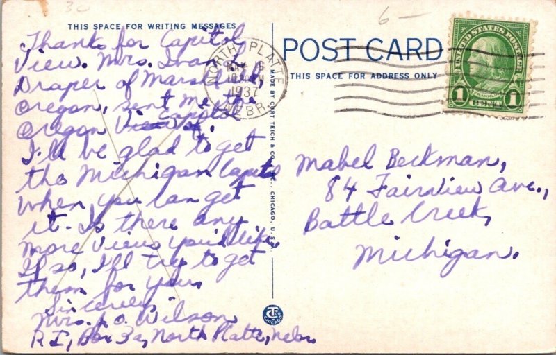 Vintage Postcard UNION PACIFIC DEPOT, NORTH PLATTE, NEBRASKA JR10